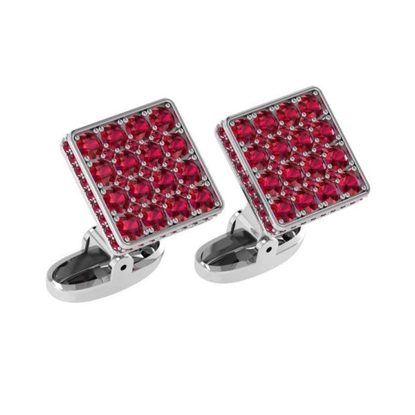 Square Cufflinks with Rubies - Thenetjeweler