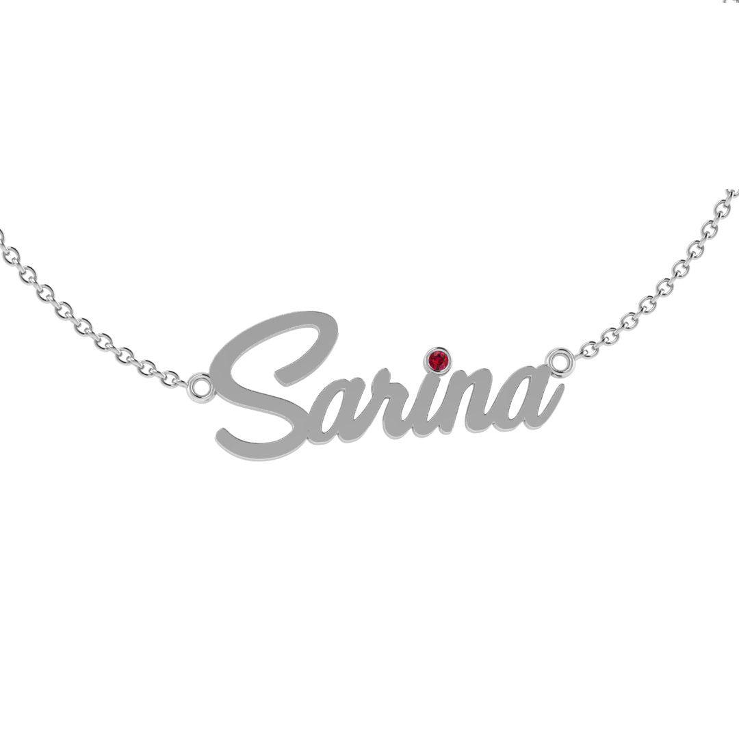 Name Necklace with Gemstone - Thenetjeweler