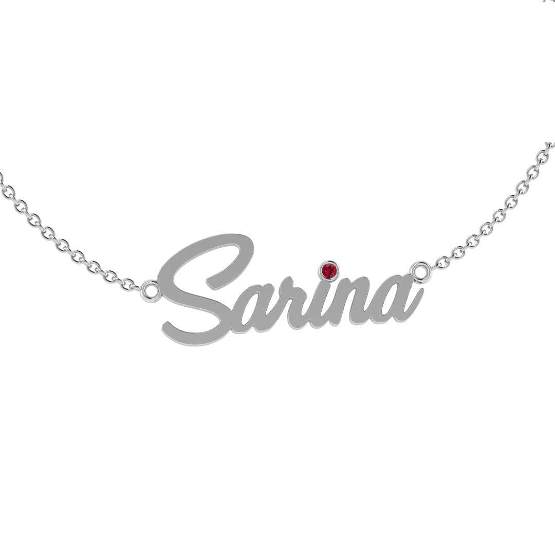 Name Necklace with Gemstone - Thenetjeweler