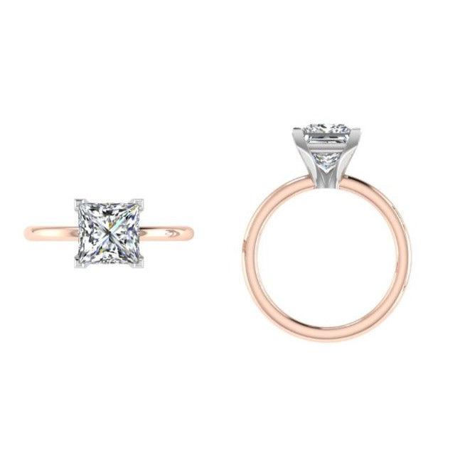 Princess Cut Diamond Solitaire 14K Two Tone Gold - Thenetjeweler