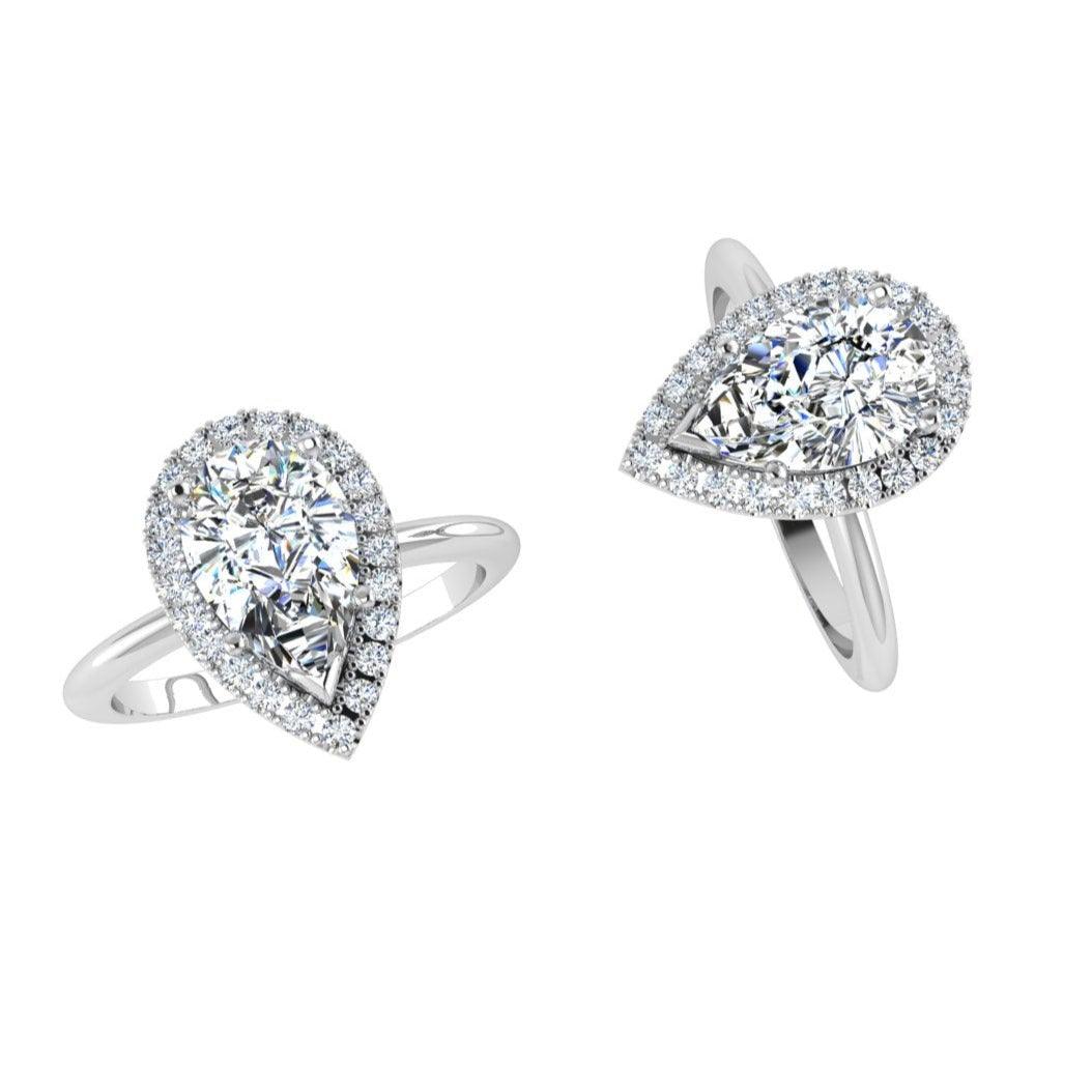 Pear Halo Diamond Engagement Ring - Thenetjeweler
