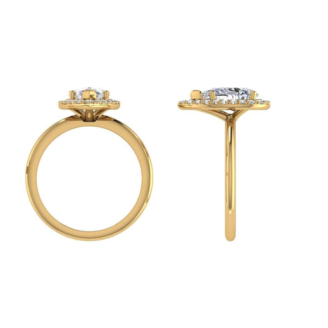Pear Halo Diamond Engagement Ring 18K Yellow Gold - Thenetjeweler