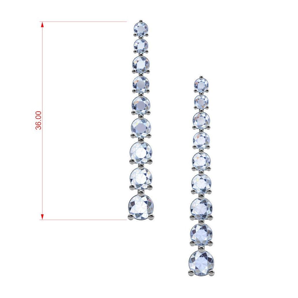 Graduated Diamond Drop Earrings in White Gold 2.75 carats - Thenetjeweler