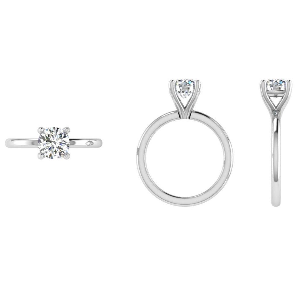 High set Diamond Solitaire Engagement Ring - Thenetjeweler