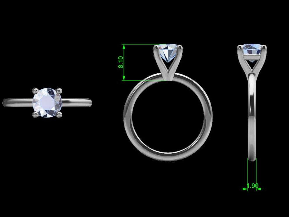 High set Diamond Solitaire Engagement Ring - Thenetjeweler