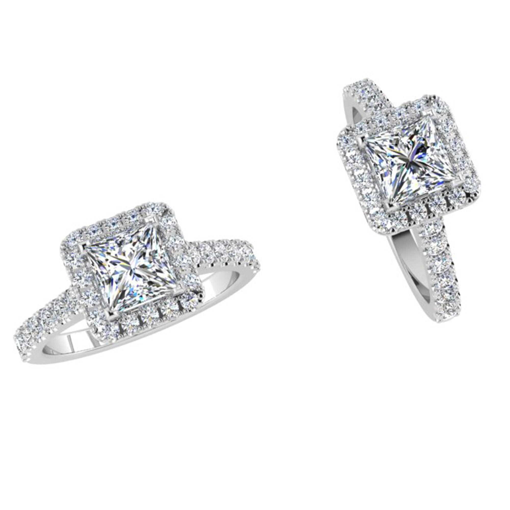 Large Princess cut halo diamond ring - Thenetjeweler