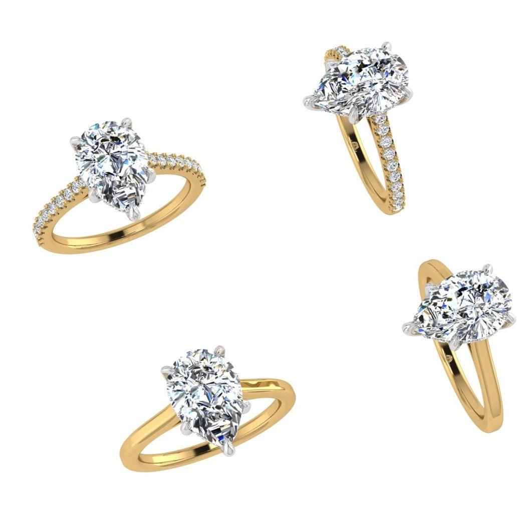 Classic Hidden Halo Pear Engagement Ring - Thenetjeweler