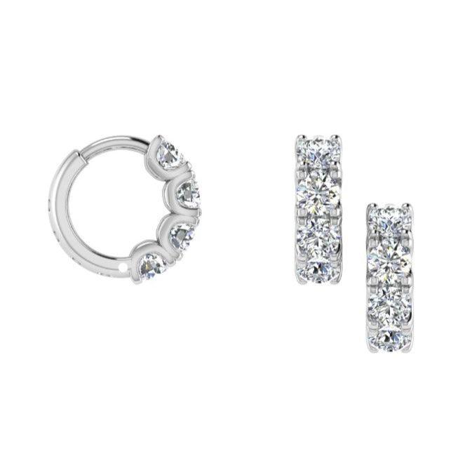 14k Gold Huggie Diamond Hoop Earrings - Thenetjeweler