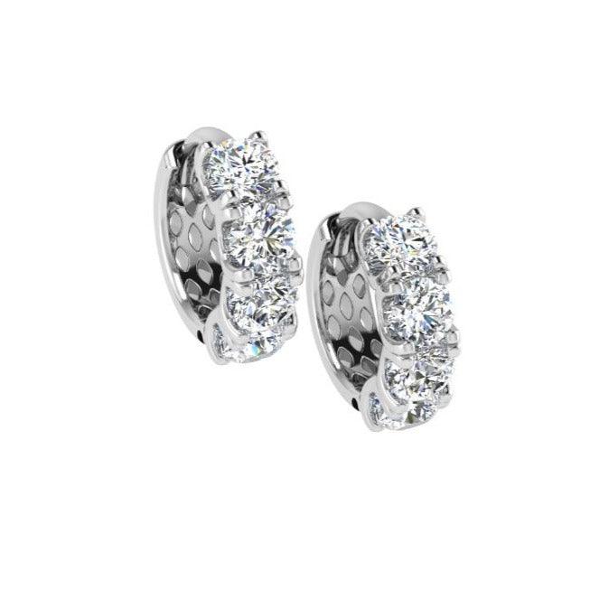 14k Gold Huggie Diamond Hoop Earrings - Thenetjeweler