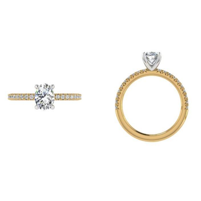 Two Tone Oval Diamond Engagement Ring - Thenetjeweler