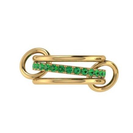 Gemstone Interlocking Ring in Yellow Gold - Thenetjeweler