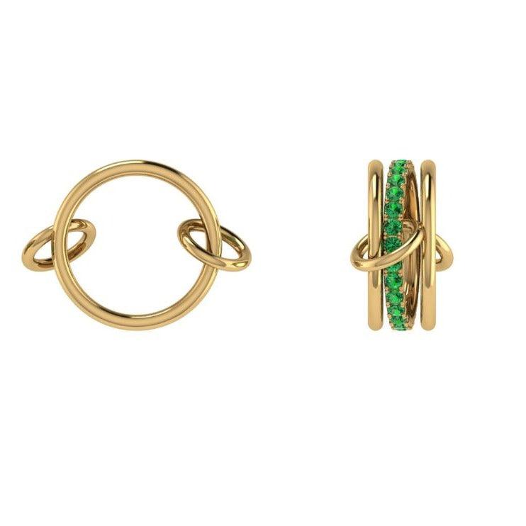Gemstone Interlocking Ring in Yellow Gold - Thenetjeweler
