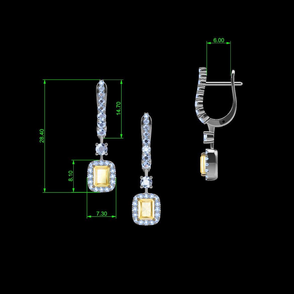 Radiant Cut Yellow and White Diamond Earrings - Thenetjeweler
