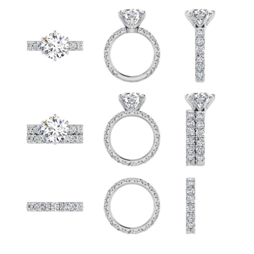 Round diamond engagement ring with Wedding band - Thenetjeweler