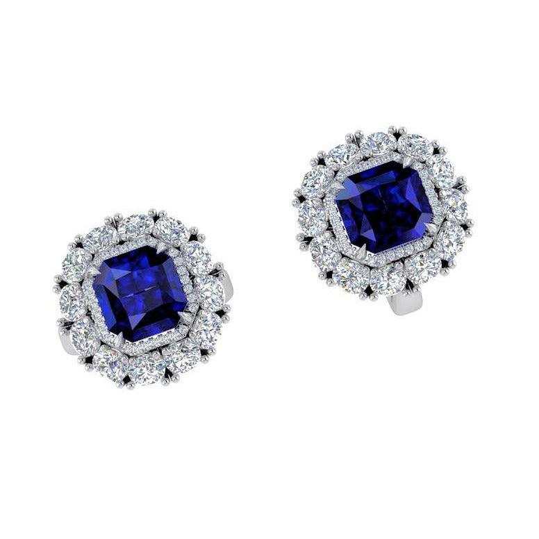 Asscher Cut Sapphire and Diamond Ring - Thenetjeweler