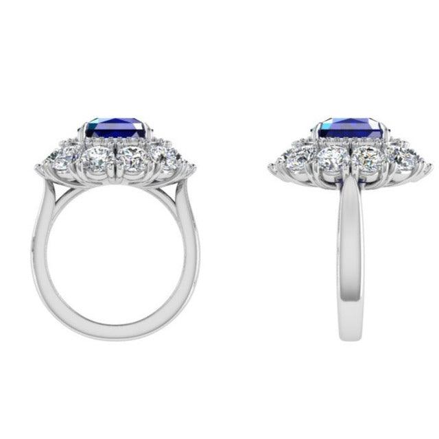 Asscher Cut Sapphire and Diamond Ring - Thenetjeweler