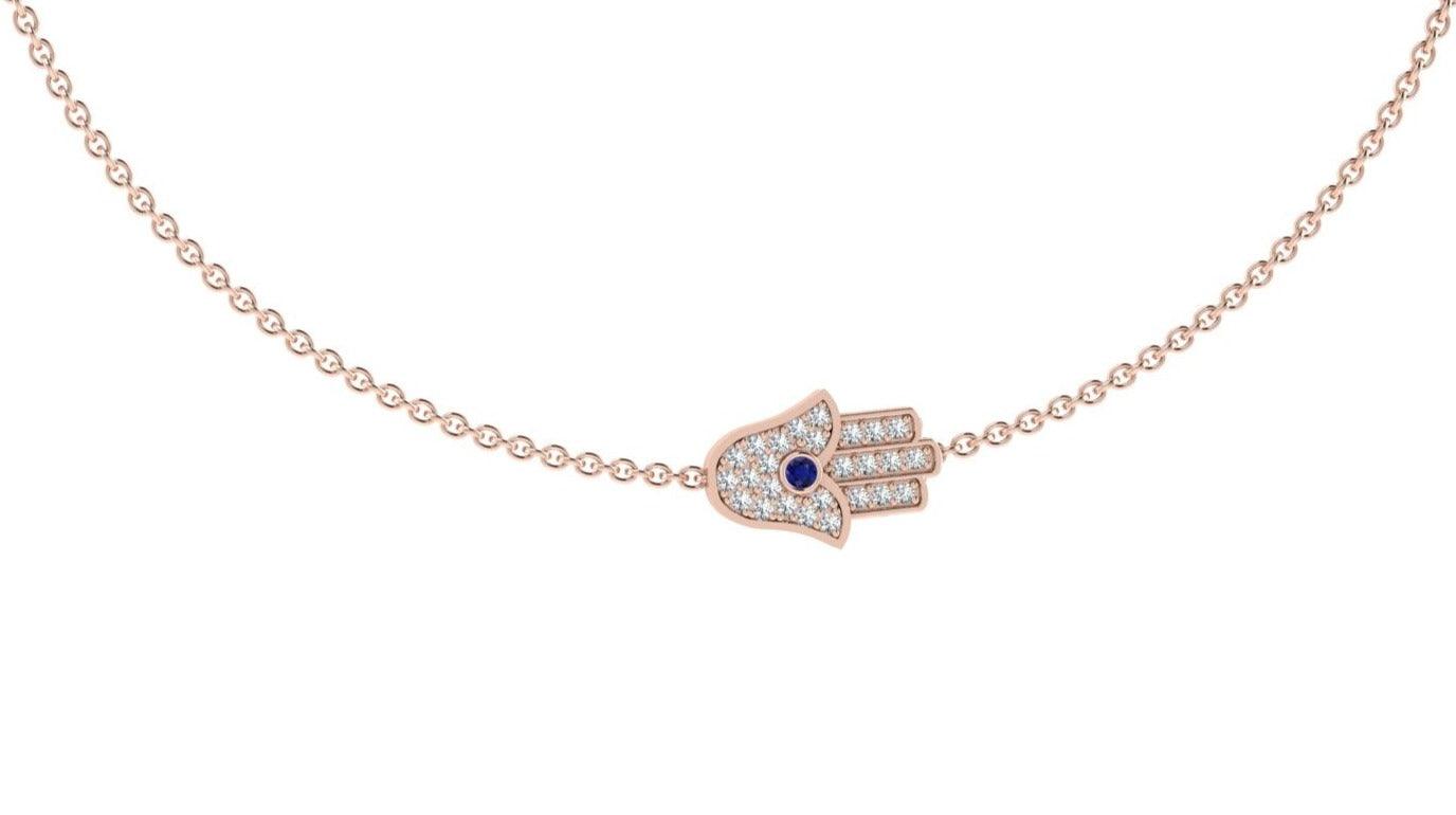 Diamond and Sapphire Evil Eye Necklace - Thenetjeweler