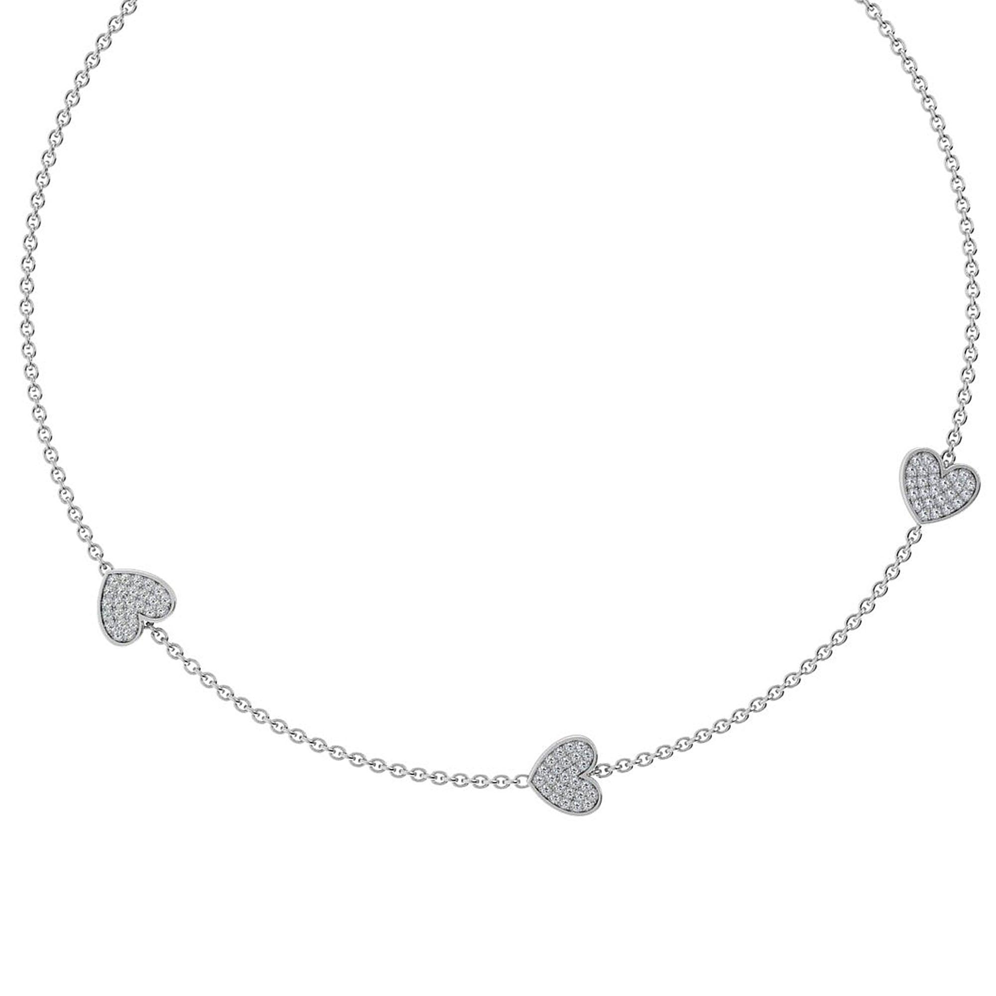 Triple heart necklace diamonds 0.26 CTW - Thenetjeweler