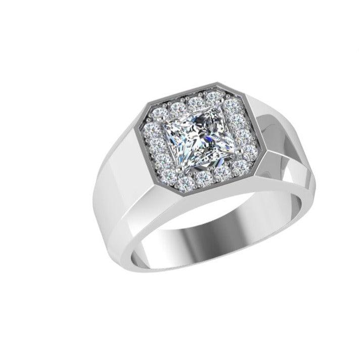 Men's Gold Diamond Signet Ring - Thenetjeweler