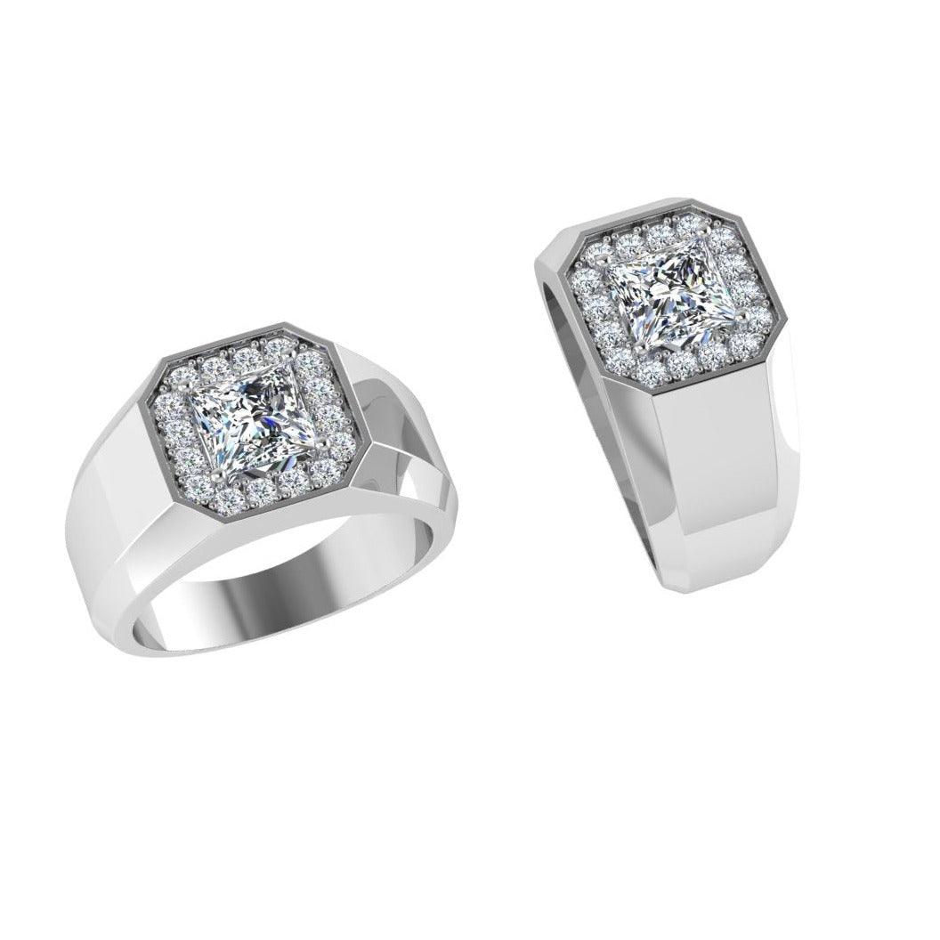 Men's Gold Diamond Signet Ring - Thenetjeweler