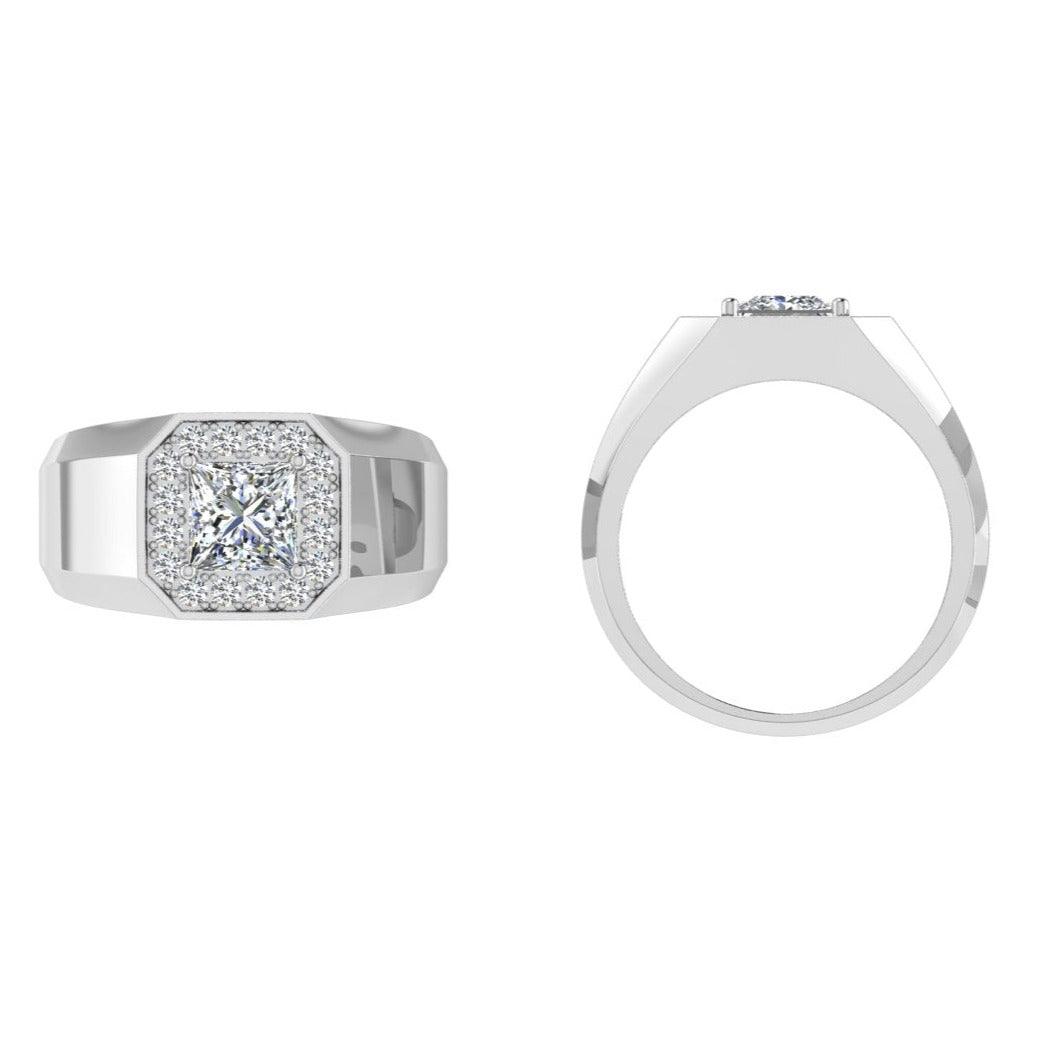 Men's Gold Diamond Signet Ring - Thenetjeweler