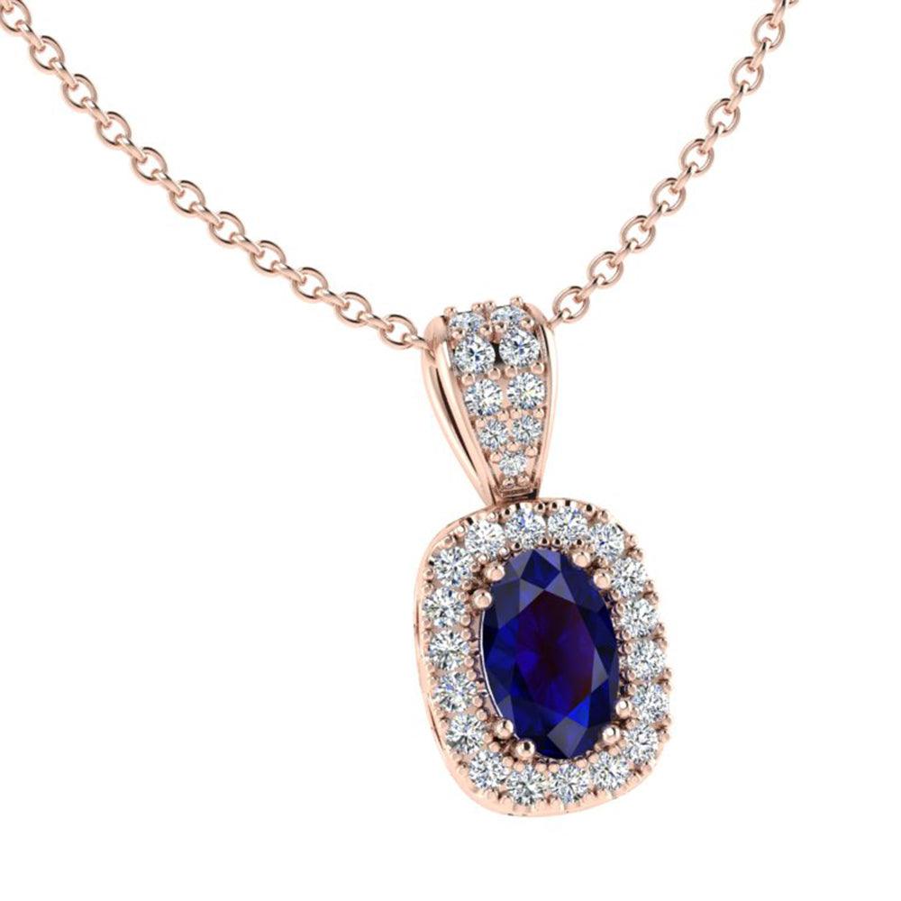 Sapphire and Diamond Halo Pendant - Thenetjeweler
