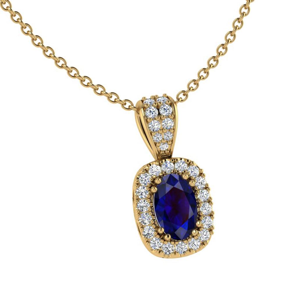 Sapphire and Diamond Halo Pendant - Thenetjeweler