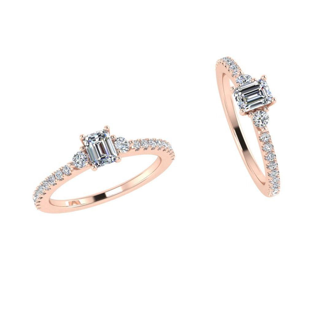 Emerald Cut Diamond Ring with Side Stones - Thenetjeweler