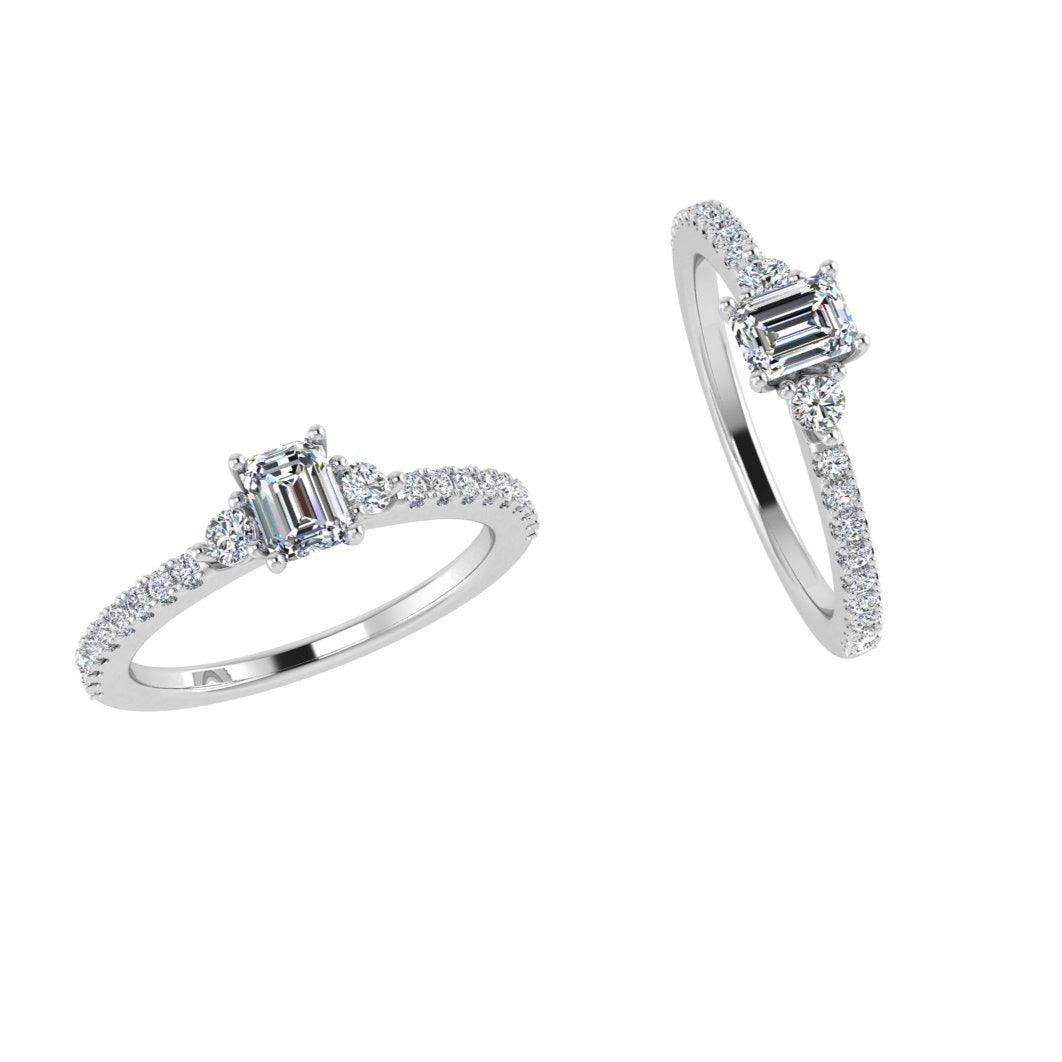 Emerald Cut Diamond Ring with Side Stones - Thenetjeweler