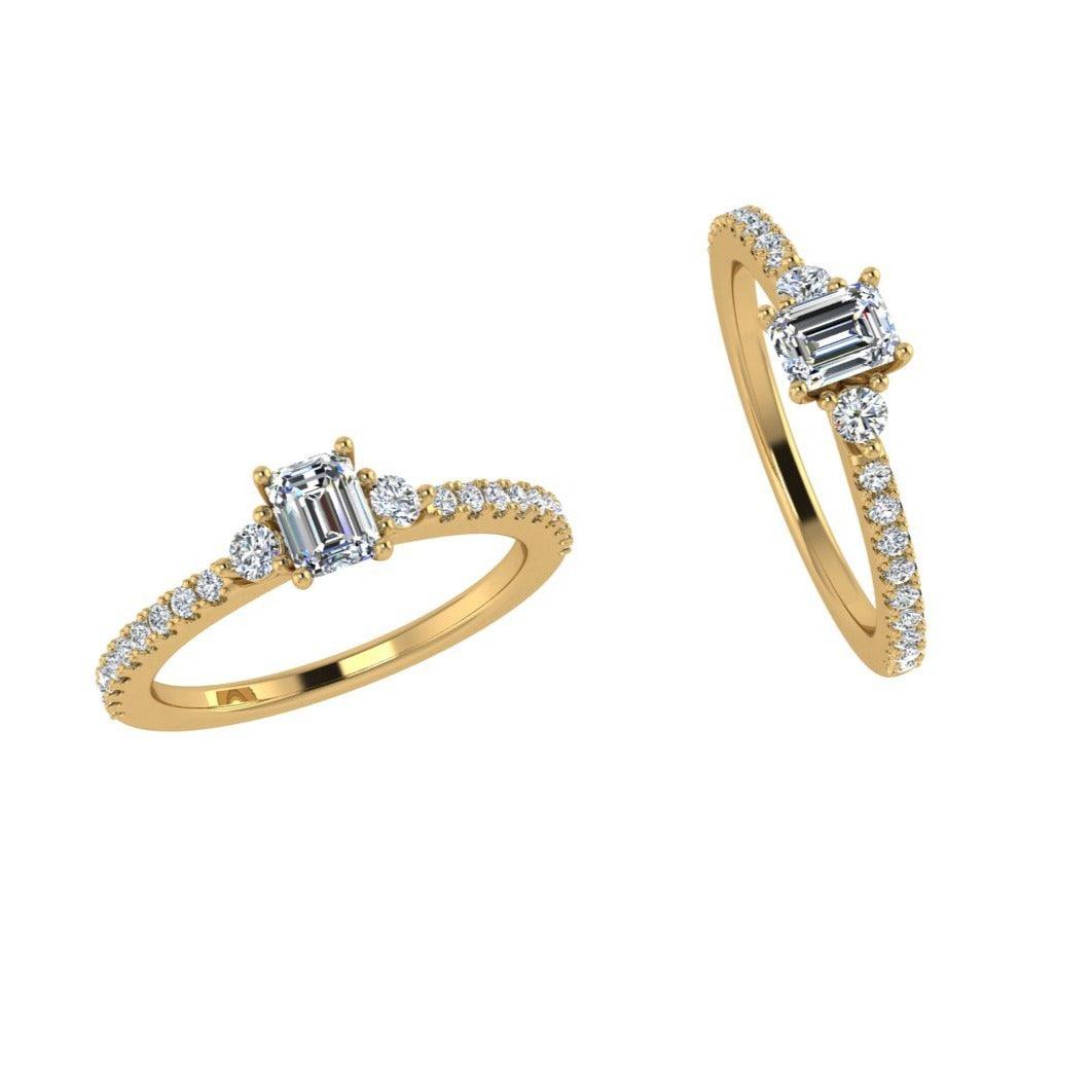 Emerald Cut Diamond Ring with Side Stones - Thenetjeweler
