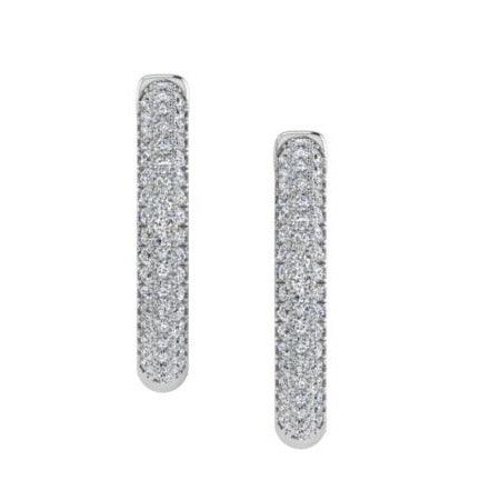 Three Row Diamond Hoop Earrings - Thenetjeweler