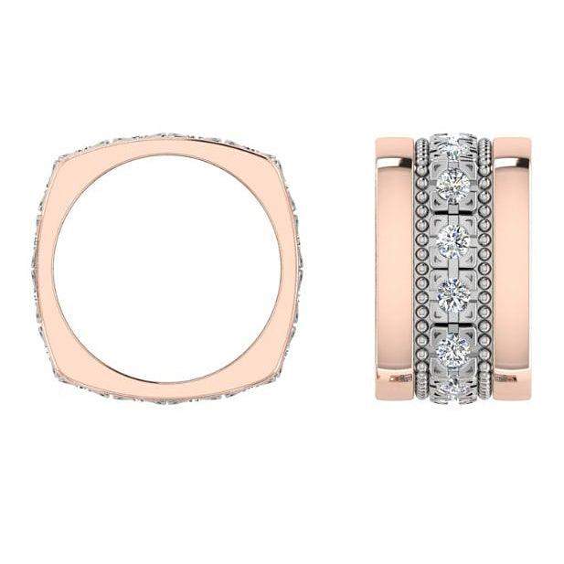 Men's Milgrain Diamond Ring 14K Rose Gold - Thenetjeweler