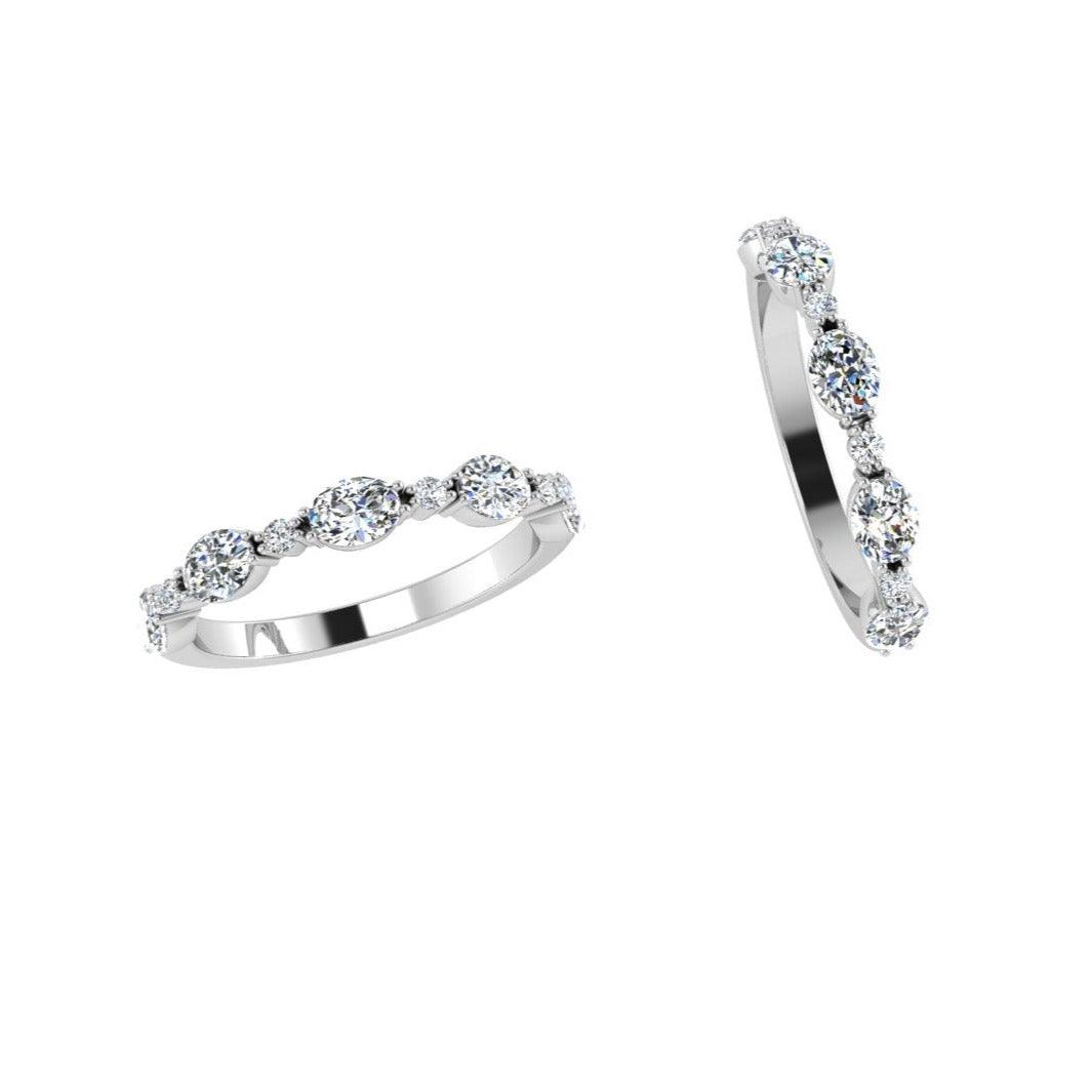 Oval and Round Diamond Semi Eternity Ring - Thenetjeweler