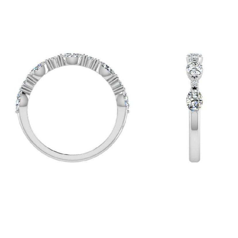 Oval and Round Diamond Semi Eternity Ring - Thenetjeweler