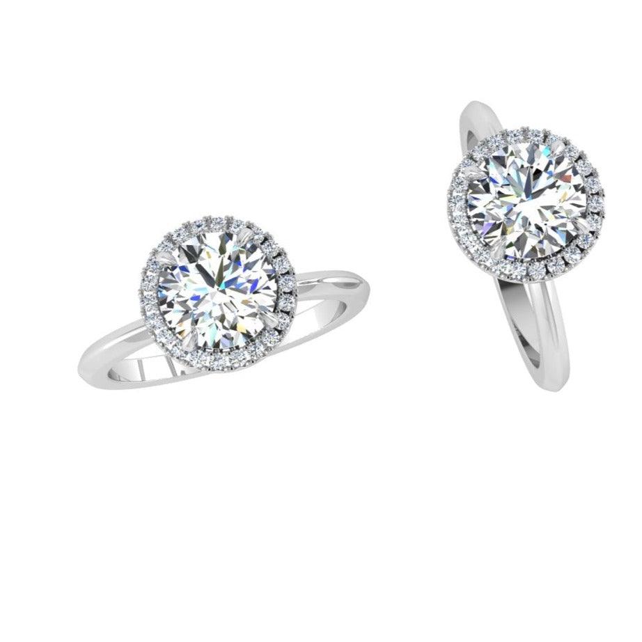 White Gold Round Diamond Halo Ring - Thenetjeweler
