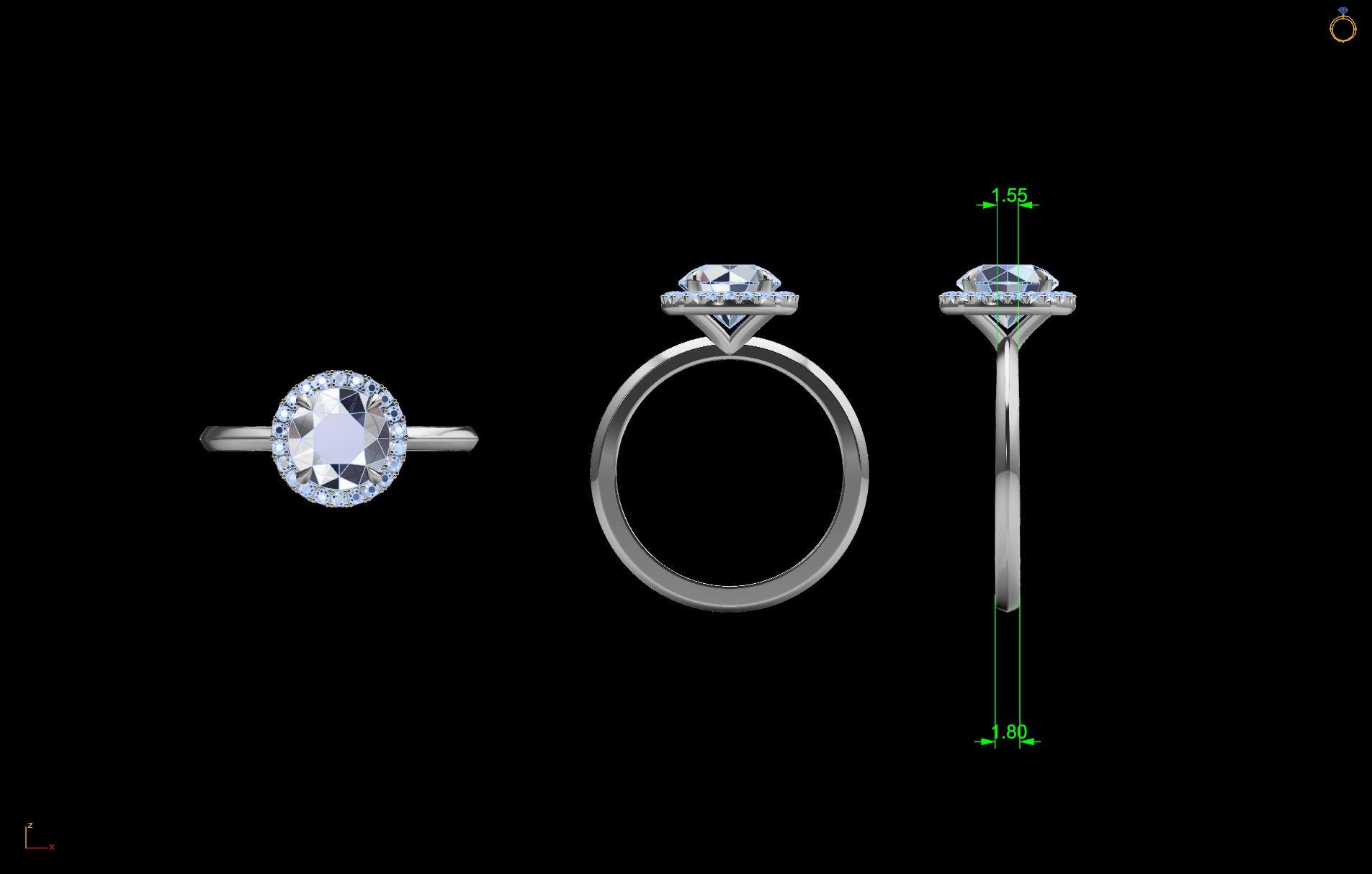 White Gold Round Diamond Halo Ring - Thenetjeweler
