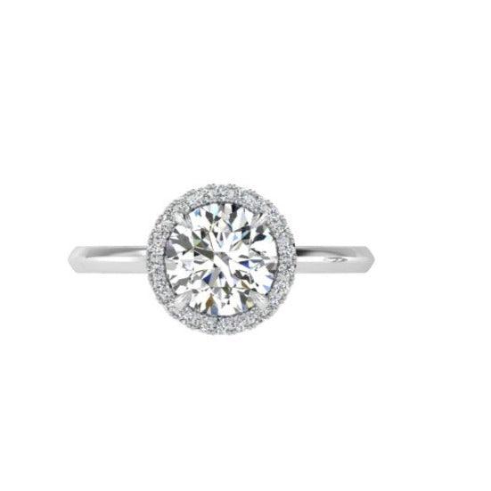 White Gold Round Diamond Halo Ring - Thenetjeweler