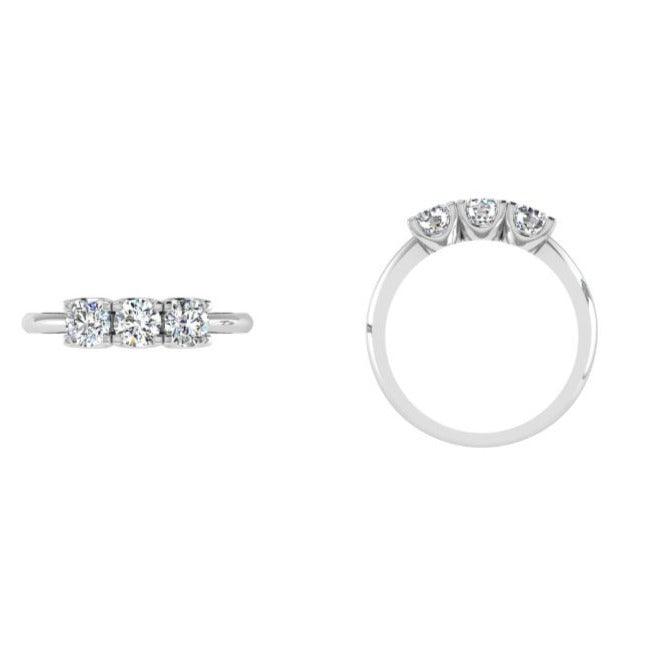 Three Stone Round Diamonds Engagement Ring - Thenetjeweler