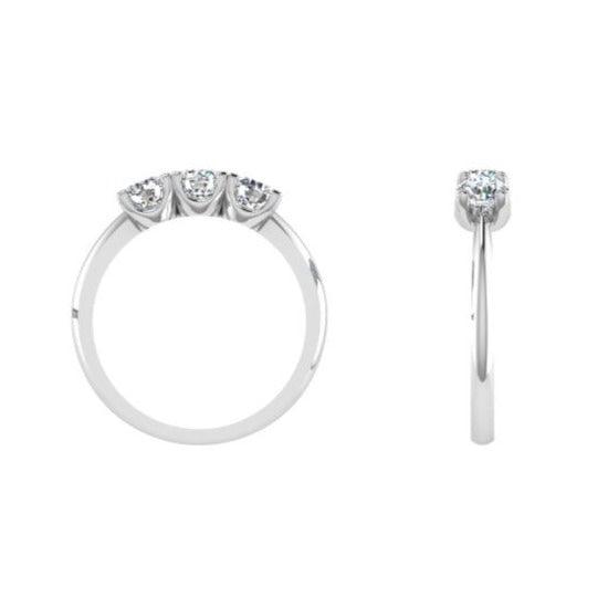 Three Stone Round Diamonds Engagement Ring - Thenetjeweler