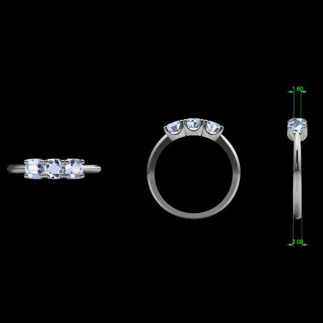 Three Stone Round Diamonds Engagement Ring - Thenetjeweler