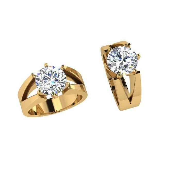 Lab Diamond Men's Ring 14K Yellow Gold Split Band - Thenetjeweler