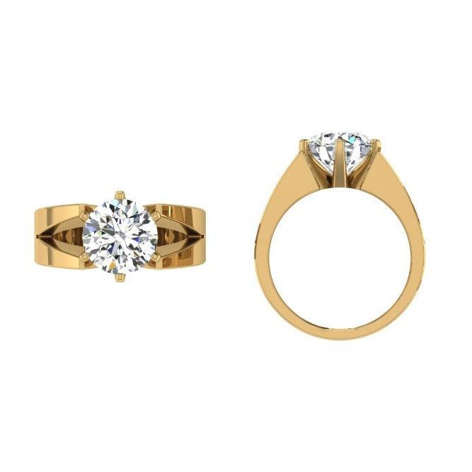 Lab Diamond Men's Ring 14K Yellow Gold Split Band - Thenetjeweler