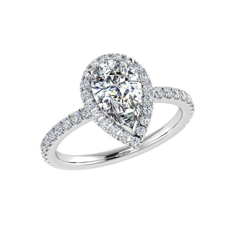Pear Halo Diamond Engagement Ring 0.38 ct - Thenetjeweler