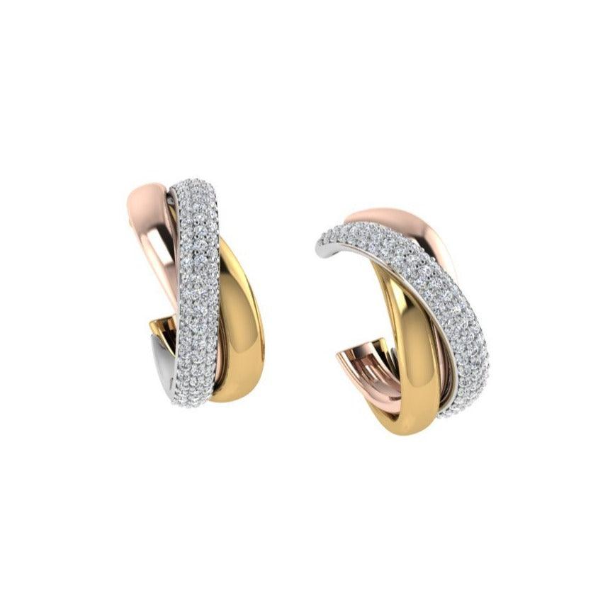 3 Tone Gold Diamond Earring - Thenetjeweler