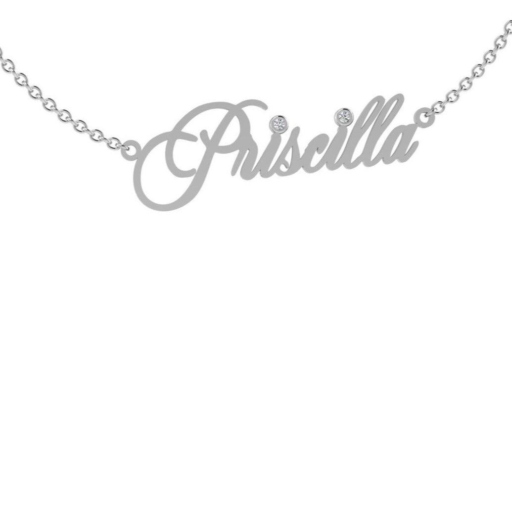 Personalized Name Necklace Priscilla with Diamond - Thenetjeweler