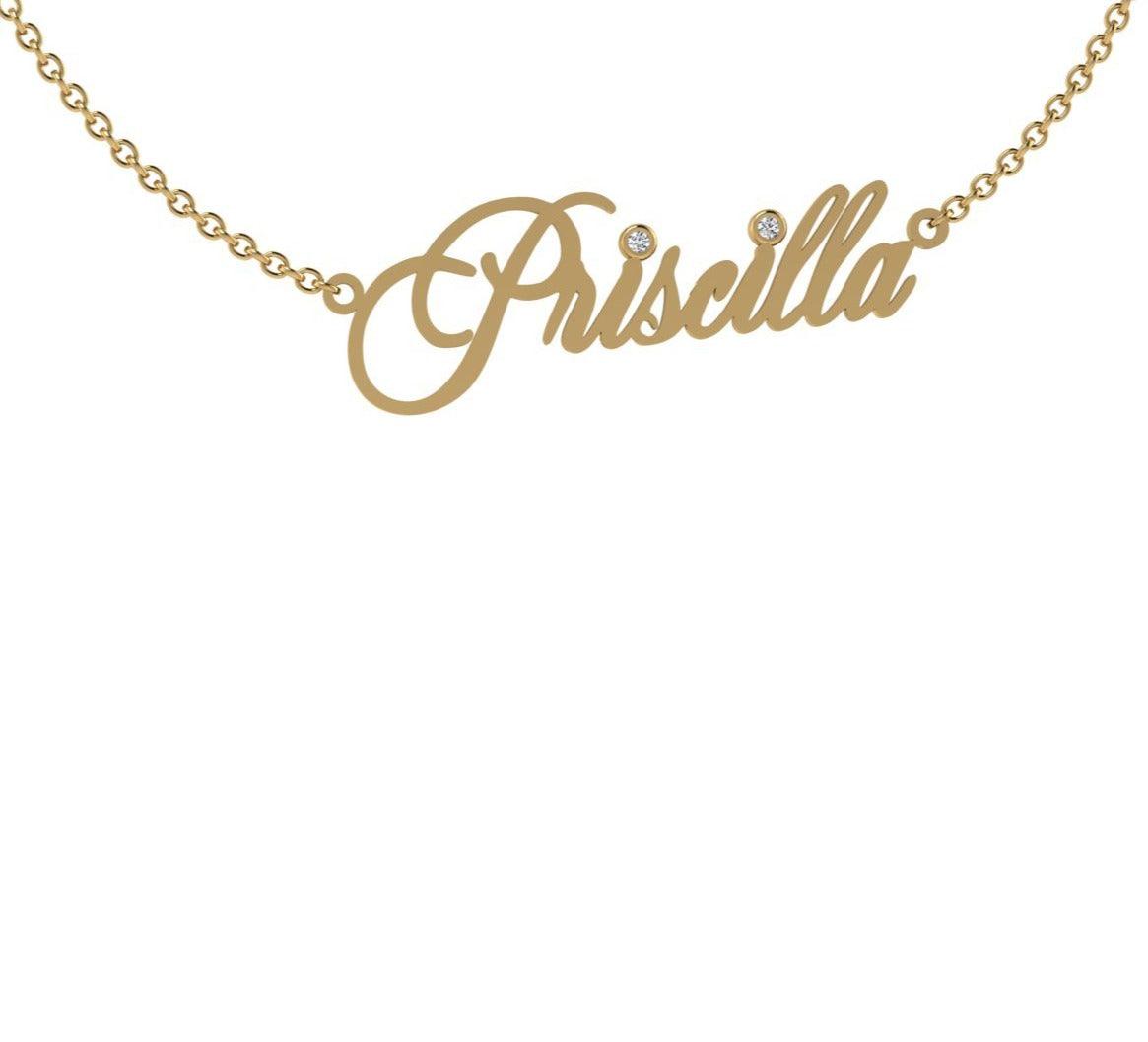 Personalized Name Necklace Priscilla with Diamond - Thenetjeweler