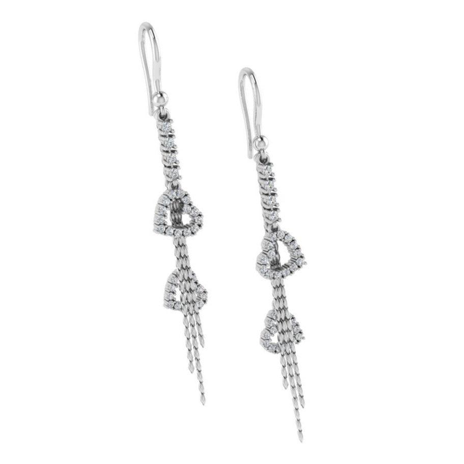 Heart Diamond Drop Earrings 14k White Gold - Thenetjeweler