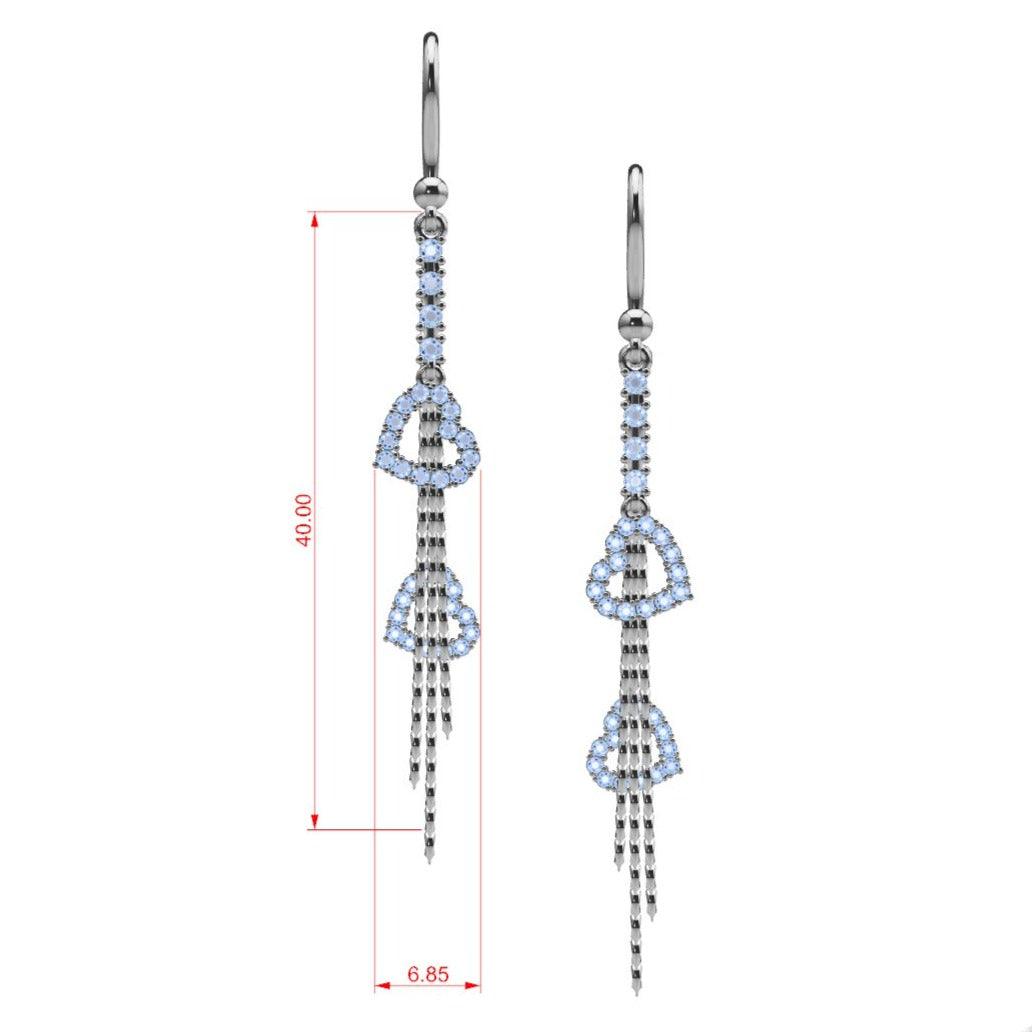 Heart Diamond Drop Earrings 14k White Gold - Thenetjeweler