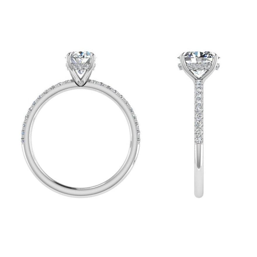 Oval cut solitaire hidden halo diamond engagement ring - Thenetjeweler