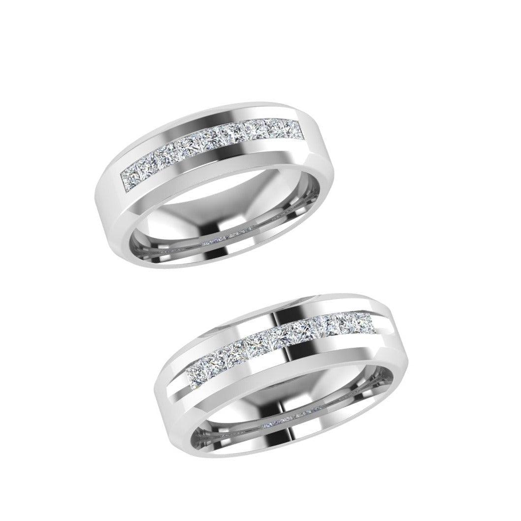 Men's Diamond Ring Channel Set Princess Cut - Thenetjeweler